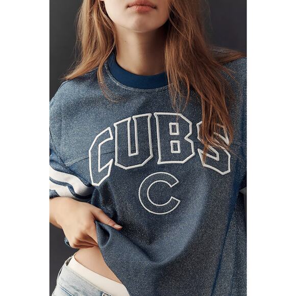 nwt ANTHROPOLOGIE x CHICAGO CUBS Wild Collective sz XL MLB collab sparkle top - Picture 2 of 5